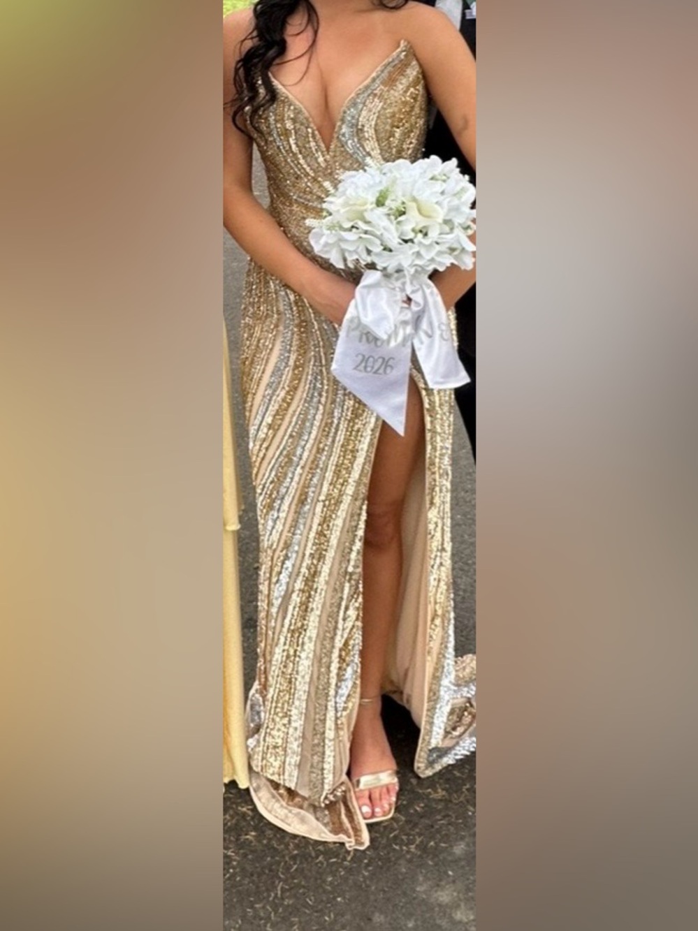 Ashley Lauren #12231 (2026 Dress) Gold and Silver Sequin Mermaid Prom Dress
